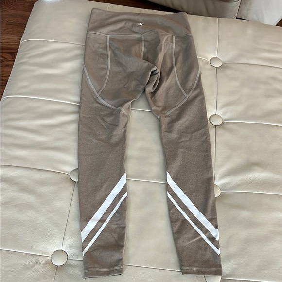 Tory Burch Sport Light Brown Leggings with White Stripes - Picture 1 of 7